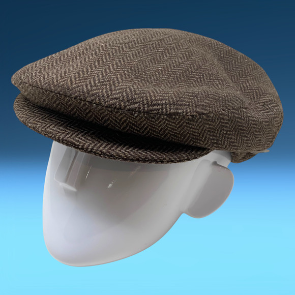 Bailey of Hollywood Flat Newsboy Cap Wool Sz L Brown Houndstooth Cabbie Italy - Picture 2 of 9